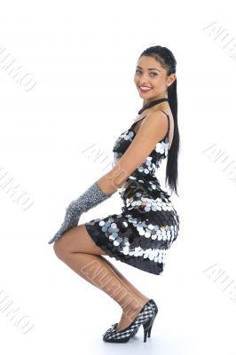 portrait of the brunette with blue eye