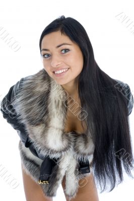 portrait of the brunette with blue eye