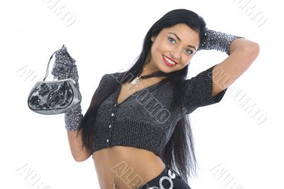 portrait of the brunette with blue eye