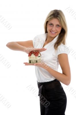 Business woman advertises real estate
