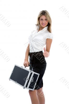Young woman with  suitcase