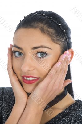 portrait of the brunette with blue eye