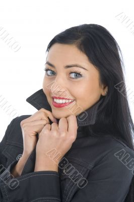 portrait of the brunette with blue eye