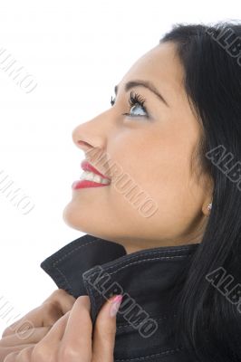 portrait of the brunette with blue eye