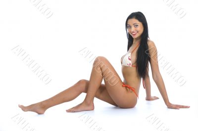 portrait of the brunette with blue eye o