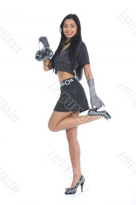 portrait of the brunette with blue eye