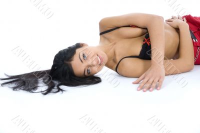 portrait of the brunette with blue eye