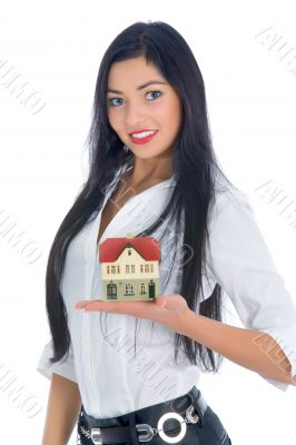Business woman advertises real estate