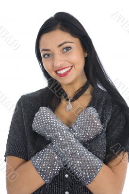 portrait of the brunette with blue eye