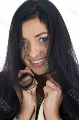 portrait of the brunette with blue eye