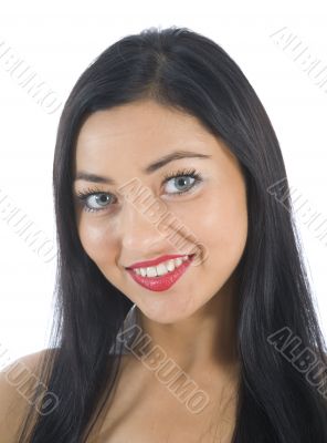 portrait of the brunette with blue eye