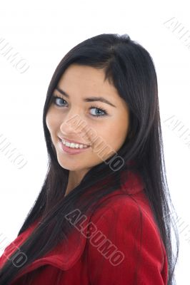 portrait of the brunette with blue eye