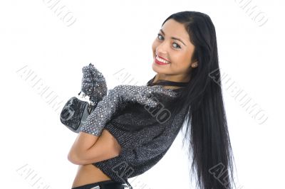 portrait of the brunette with blue eye