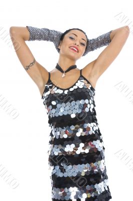 portrait of the brunette with blue eye