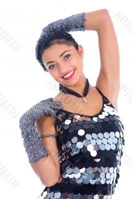 portrait of the brunette with blue eye