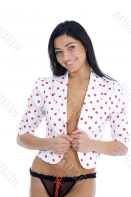 portrait of the brunette with blue eye