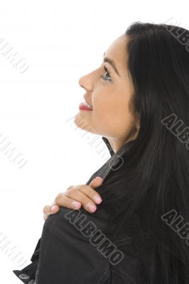 portrait of the brunette with blue eye