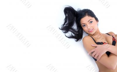 portrait of the brunette with blue eye