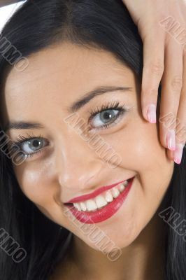 portrait of the brunette with blue eye