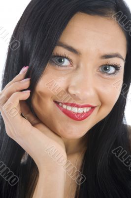 portrait of the brunette with blue eye