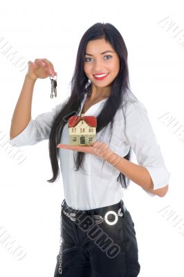 Business woman advertises real estate