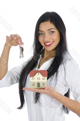 Business woman advertises real estate