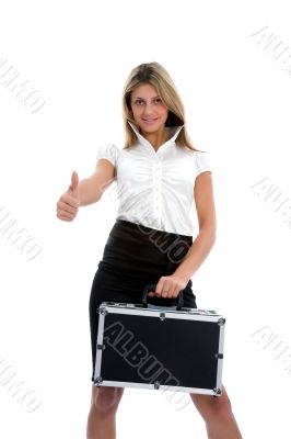 Young woman with  suitcase