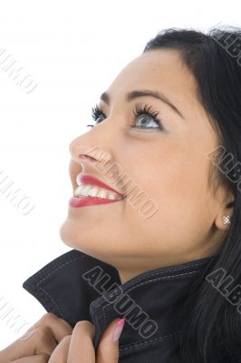 portrait of the brunette with blue eye