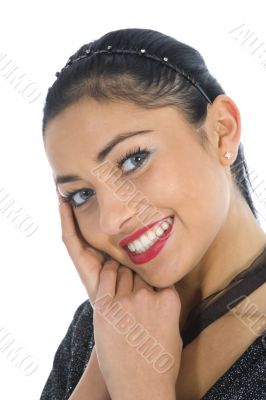 portrait of the brunette with blue eye