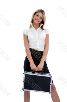 Young woman with  suitcase
