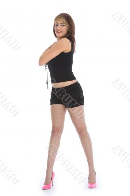 portrait of the brunette with blue eye