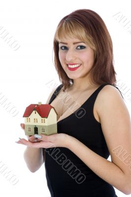 Business woman advertises real estate