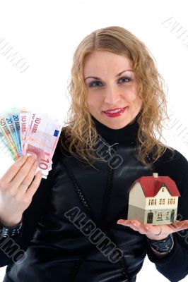 Business woman advertises real estate