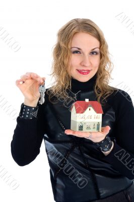 Business woman advertises real estate