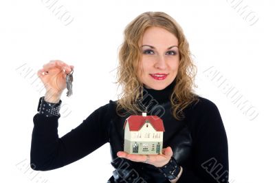 Business woman advertises real estate