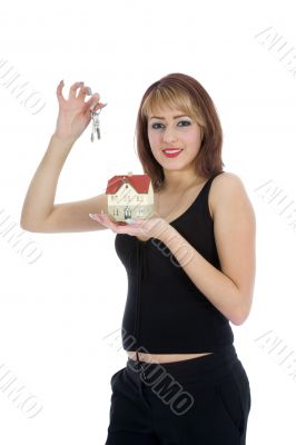 Business woman advertises real estate