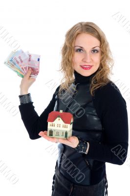 Business woman advertises real estate