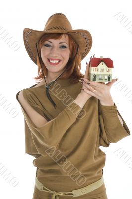 Business woman advertises real estate