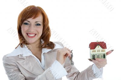 Business woman advertises real estate