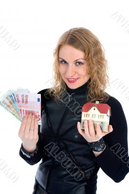 Business woman advertises real estate