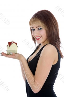 Business woman advertises real estate