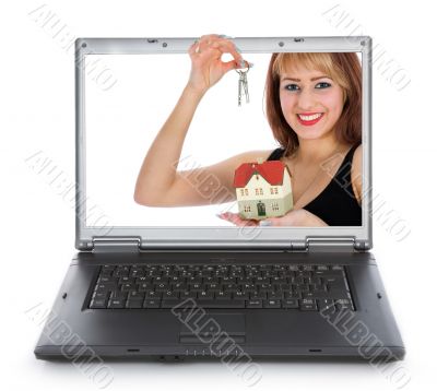 Business woman advertises real estate