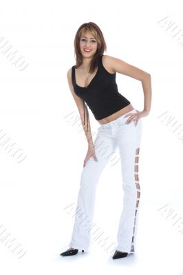 portrait of the brunette with blue eye