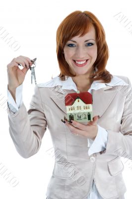 Business woman advertises real estate
