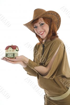 Business woman advertises real estate