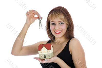 Business woman advertises real estate