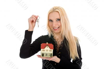 Business woman advertises real estate