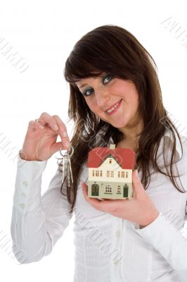 Business woman advertises real estate