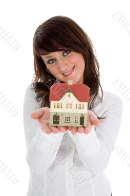 Business woman advertises real estate