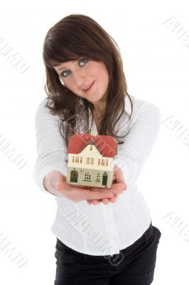 Business woman advertises real estate